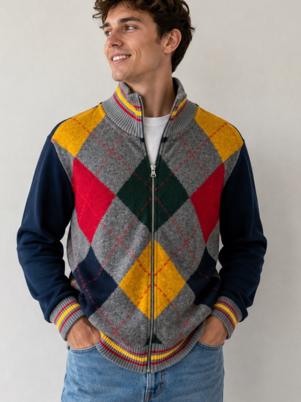 United Colors of Benetton Wool Blend Geometric Jacket MADE in ITALY size L
